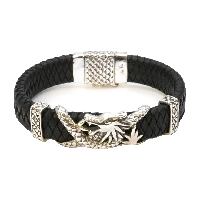 Flache Lederarmkette «Dragonier»